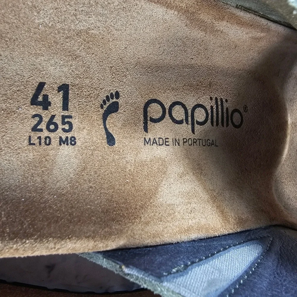 Papillio Birkenstock Namica Wedge Sandals Women 41 US 10 Metallic Olive Green